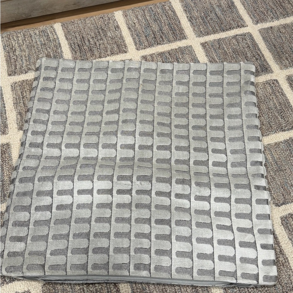 West Elm Light Gray Geometric Knit Pillow Cover
